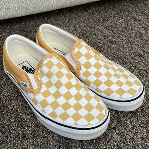 Golden yellow checkered vans
